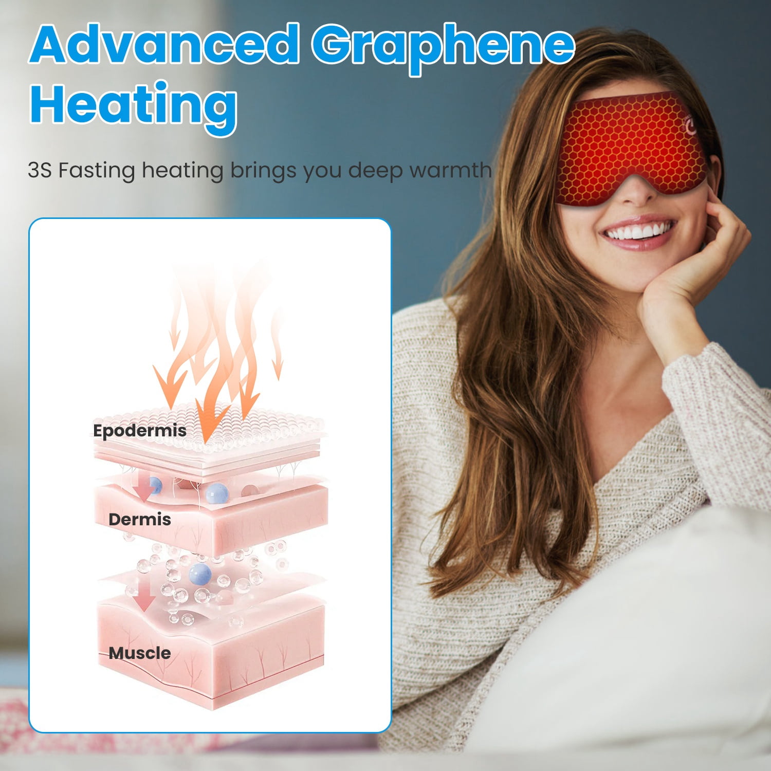 Cordless Heated Eye Mask for Dry Eyes, Silk Sleep Eye Compress Mask with 3 Temperature (131°F/122°F/113°F) 20Mins Auto Off Washable for Relax Eye Strain, Grey