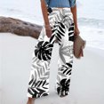 thumbnail image 2 of Womens Pants with Pockets Long High Waist Summer Print Wide Leg Leisurely Elastic White Womens Trousers XXL, 2 of 5