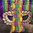 thumbnail image 2 of Summer Beach Dress for Women 2024 Plus Size Fashion Mardi Gras Printed Carnival Short Sleeve Crewneck Dress Casual Flowy Tiered Maxi Beach Dress With Pockets 50% off Clearance!, 2 of 6