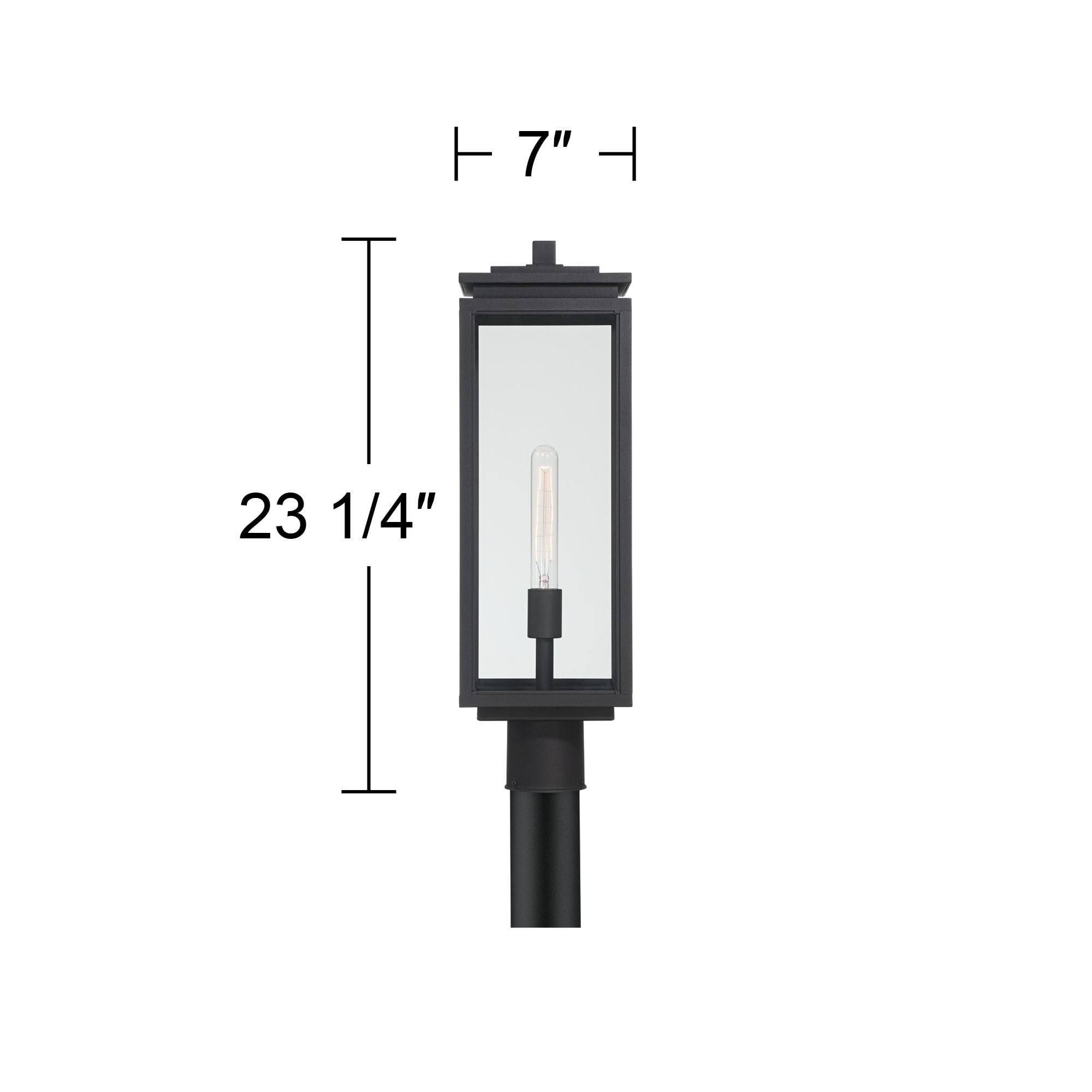 Possini Euro Design Atkins 23 1/4" High Modern Outdoor Post Light Fixture Pole Porch Edison Bulb Matte Black Die Cast Metal