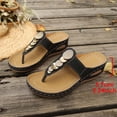 thumbnail image 4 of Xdegoge Summer Shoes for Women Bohemian Wedge Thong Sandals Metallic Disc Embellished Flip Flops Beach Walking Fashionable Slip On Casual Outdoor Trendy Open Toe, 4 of 9