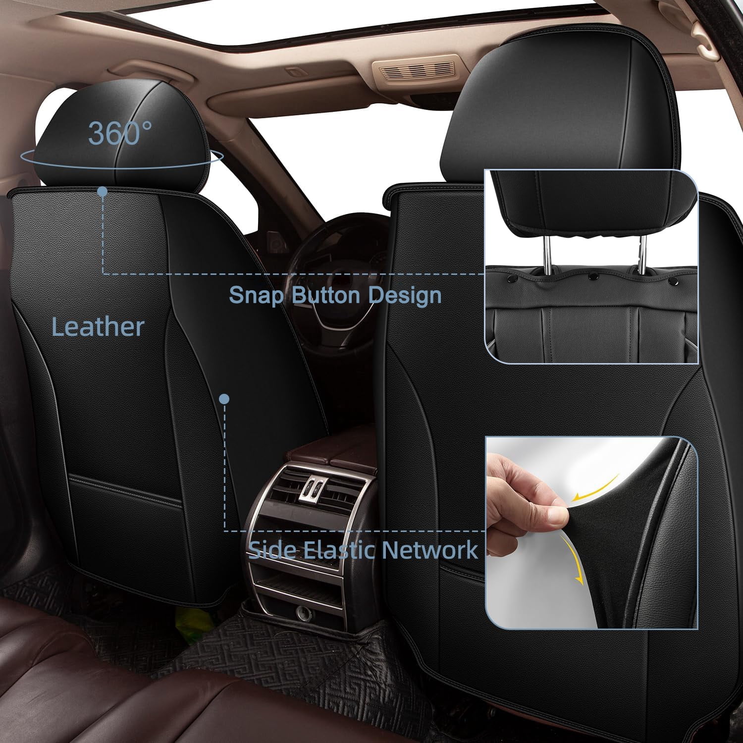 LAONNVIR Front Seat Covers for Honda CR-V/CRV 2007-2024 2025: Front Set Waterproof Leather Vehicle Seat Cushion Luxury Automotive Protector,Red Front Set(2 Seats)