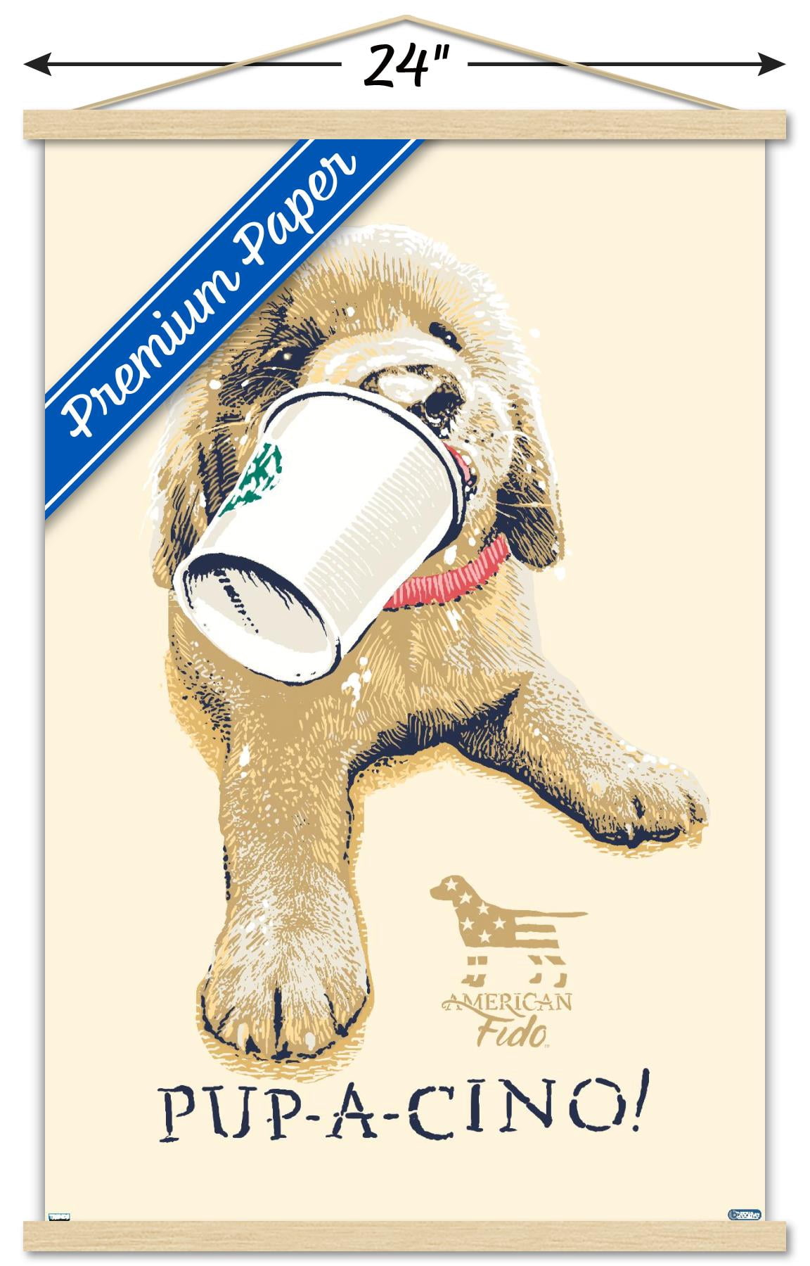 Jim Baldwin - Pup-a-cino Wall Poster with Magnetic Frame, 22.375" x 34"
