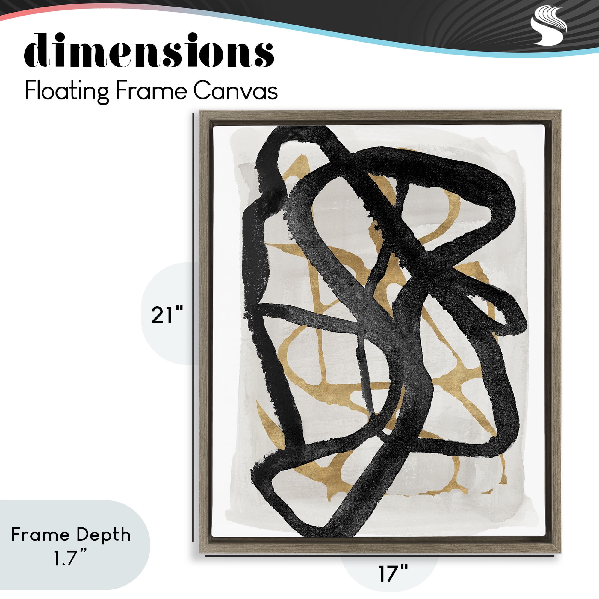 Stupell Industries Expressive Hindsight in Black Brown Framed Floater Canvas Wall Art, design by Lucille Price