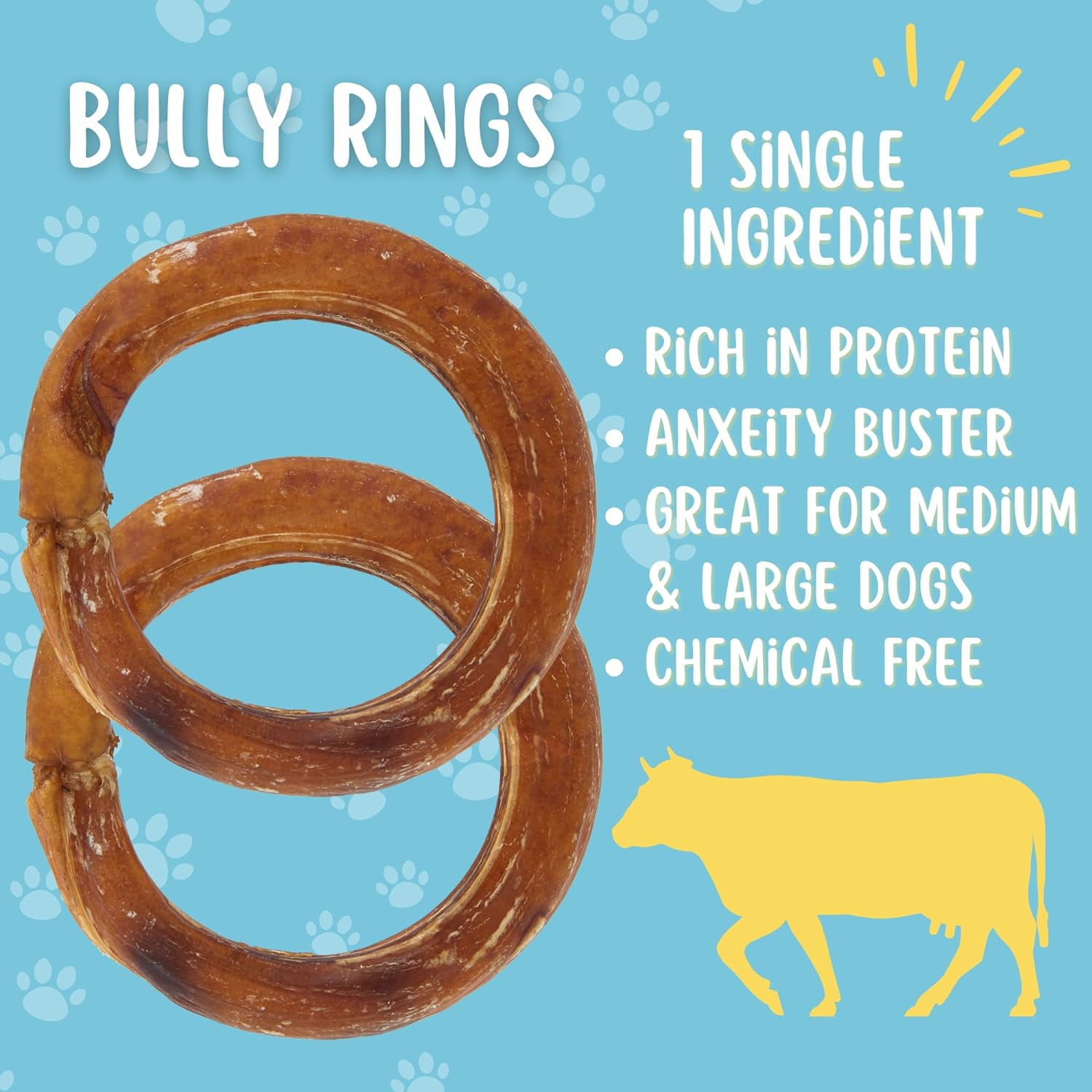 HotSpot Pets Bully Stick Rings for Dogs (5 Pack) - Premium All Natural Beef Pizzle Chew Treats - Grain Free