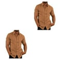 thumbnail image 2 of stanreset 1/2/3 Fête Randonnée Chemise Homme Simple Boutonnage Été Chemises à Manches Courtes Polyester Mode Cadeau d'Anniversaire Marron TTTG 2 Pcs, 2 of 6