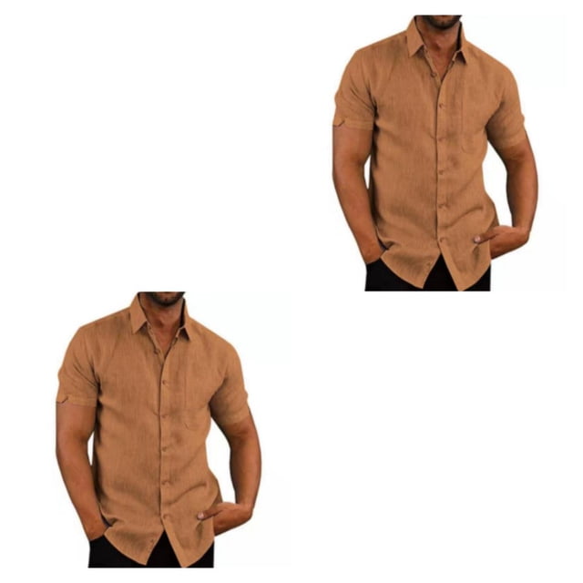 Camisa de hombre Qarigey Verano Marrón L 2piezas