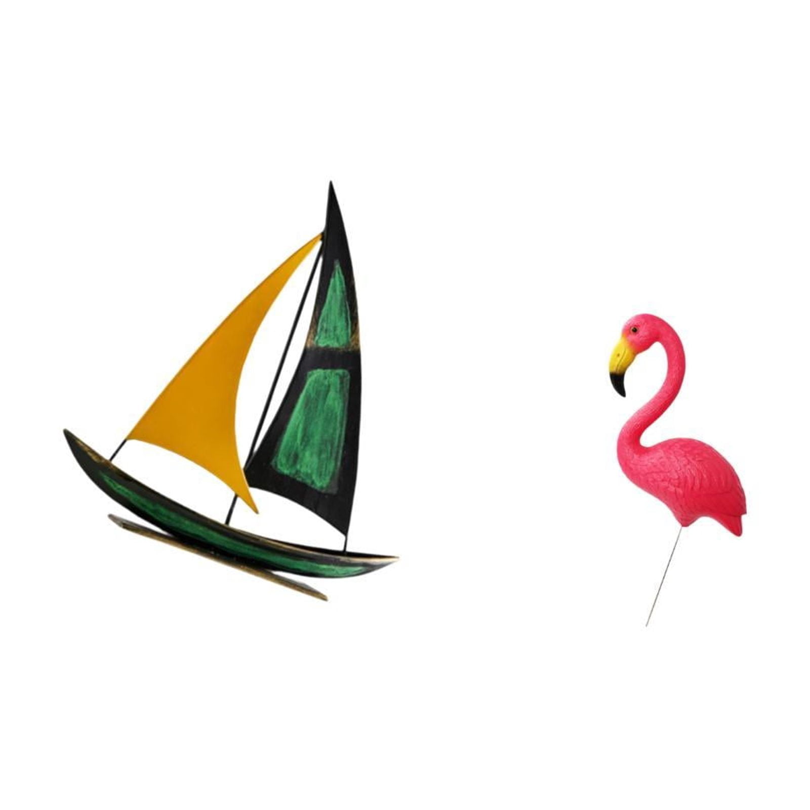 Dualoai Iron Sailboat Bird Sculpture Tabletop Ornament Feng Shui Decor Collection Decorative Figurine for Table Centerpiece Desk Bookshelf Yard Art Ornament Fairy Garden Accessories Flamingo