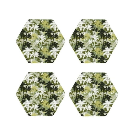 

Leather Coasters with Heat-resistant for Drinks Hawaiian Style Black Green -标题2 Hexagon