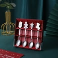 thumbnail image 4 of JUEGO DE CUCHARAS DE ACERO NAVIDINAS, CUCHARA PARA PASTEL DE POSTRE DE ACERO INOXIDABLE, REGALOS DE NAVIDAD, FAMILARES Y AMIGOS, 4 of 5
