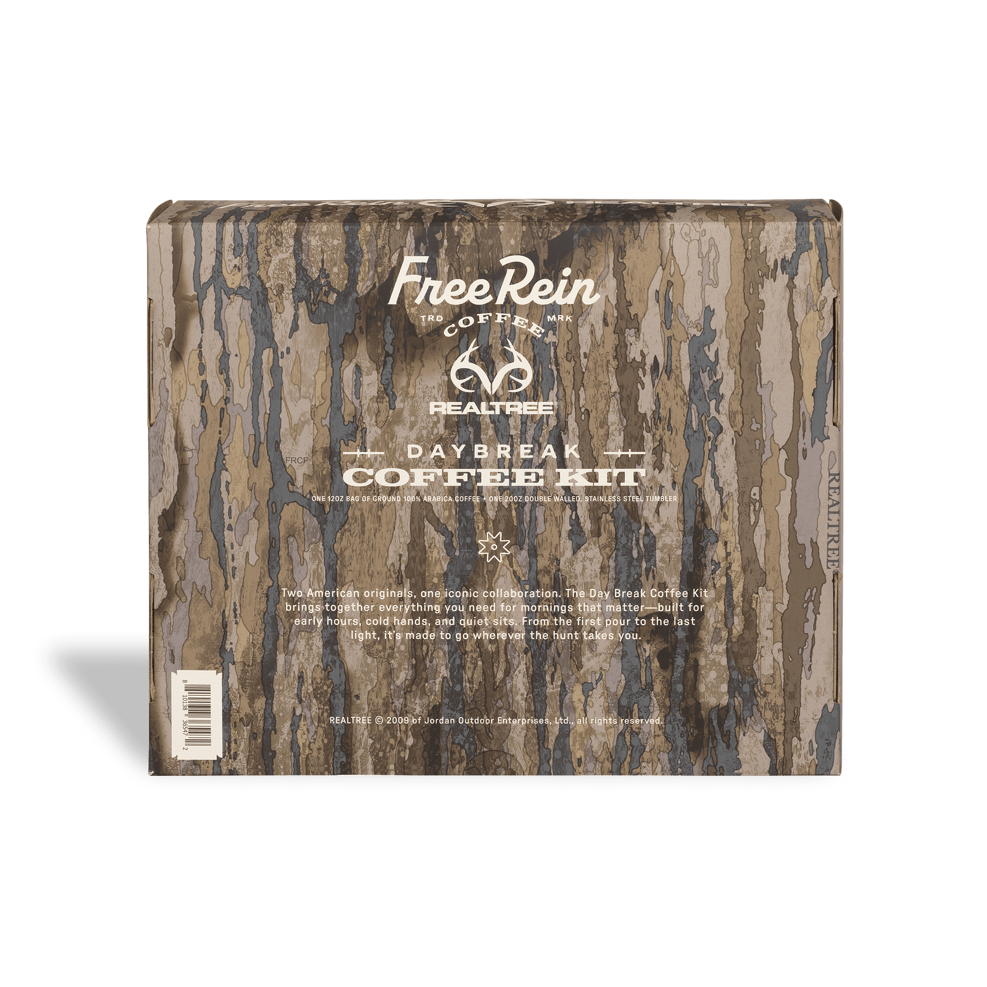 Free Rein x Realtree Daybreak Coffee Kit 100% Arabica Medium Roast Ground Coffee 12oz bag and 20oz Insulated Tumbler