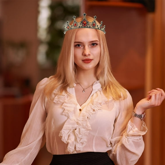 Mobestech 1Pc Elegant Red Bridal Crown Baroque Style Wedding Headband Hair Accessories