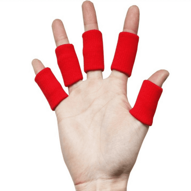 Pieces Finger Sleeves Thumb Braces Support Elastic Compression Protector Braces for Relieving Pain Calluses Arthritis Knuckl (red)