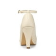 thumbnail image 2 of BLISSFUL STEP Escarpins à Talons Aiguilles Hauts pour Femmes à Bout Rond avec Bride à la Cheville -PU Beige-PU 7, 2 of 7