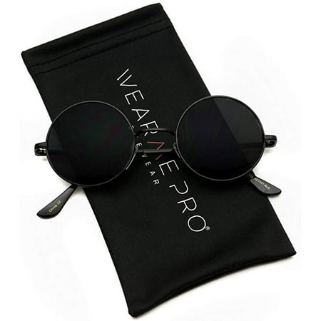 Sunglasses Light Silver Frame - WearMe Pro - New Retro Vintage Lennon Inspired Round Metal Frame Small Circle Sunglasses