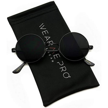 WearMe Pro - New Retro Vintage Lennon Inspired Round Metal Frame Small Circle (Best Round Sunglasses Men)