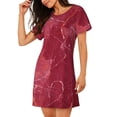 thumbnail image 2 of Pofeuu Abstract Red Marble Print Women's Loose Fit Short Sleeve Nightgown, Comfortable Sleep Dress for Women, Casual Lounge Sleepwear, Soft Cotton Sleep Dress, 2 of 6