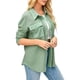 thumbnail image 5 of Camisas con botones para mujer blusa de solapa de punto de gofre de color sólido prendas de vestir Tops, 5 of 6