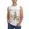 thumbnail image 2 of Lsque Western Desert Cowboys Print Men's Cotton Blend Sleeveless Muscle Shirts (S-3XL)- Moisture Wicking, Odor Protection, UPF 30+,Large, 2 of 8