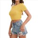 thumbnail image 2 of Tops Cortos de Verano para Mujer, de Corta, Cuello Redondo, Color Liso, de Punto Ajustado, Sin Espalda. Amarillo L, 2 of 10