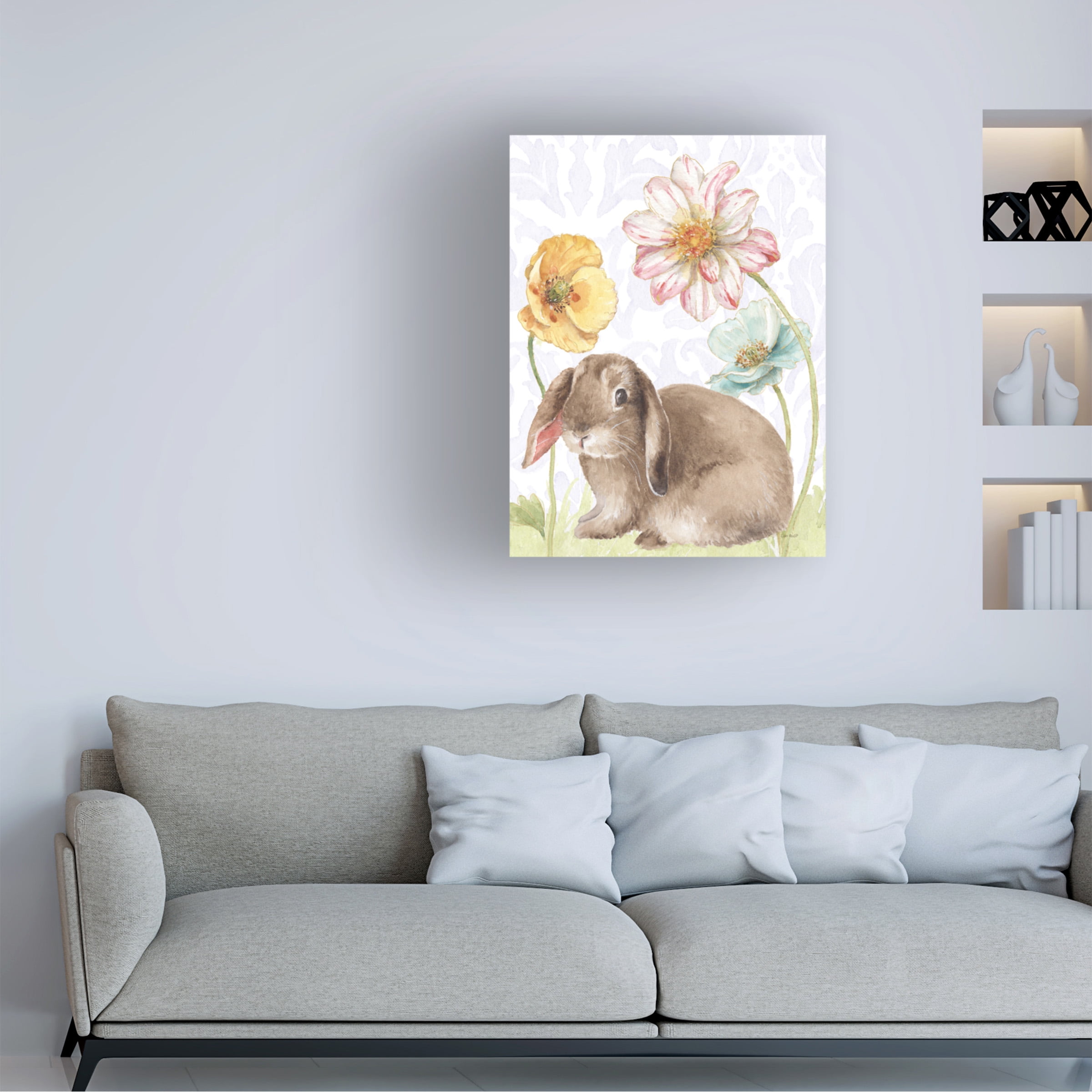 Trademark Fine Art Lisa Audit Spring Softies Bunnies III Purple Canvas Wall Art - 35x47