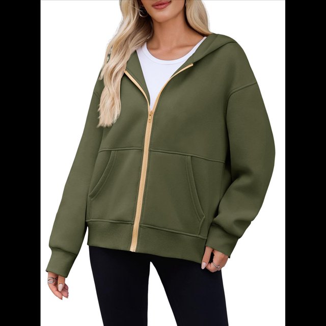Sudadera con Capucha para Mujer, Sudadera con Cremallera, Moda de Otoño, Chaquetas de Larga, Ropa de Invierno, Conjuntos Verde S