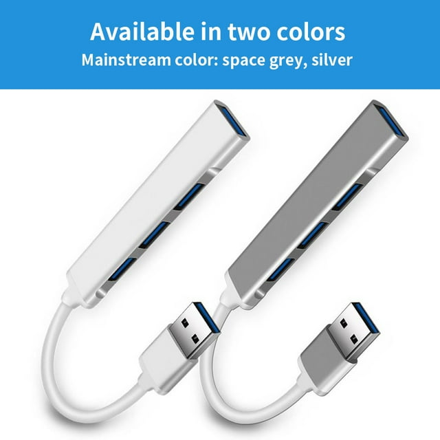 USB Splitter Computer Laptop Dock splitter; USB card reader Converter Alloy 1-drag-4 Computer Accessory, USB 3.0, Silver