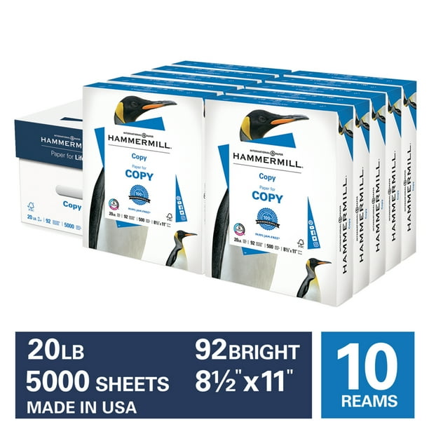 Hammermill Printer Paper, 20lb Copy Paper 8.5x11, 10 Ream, 5,000 Sheets