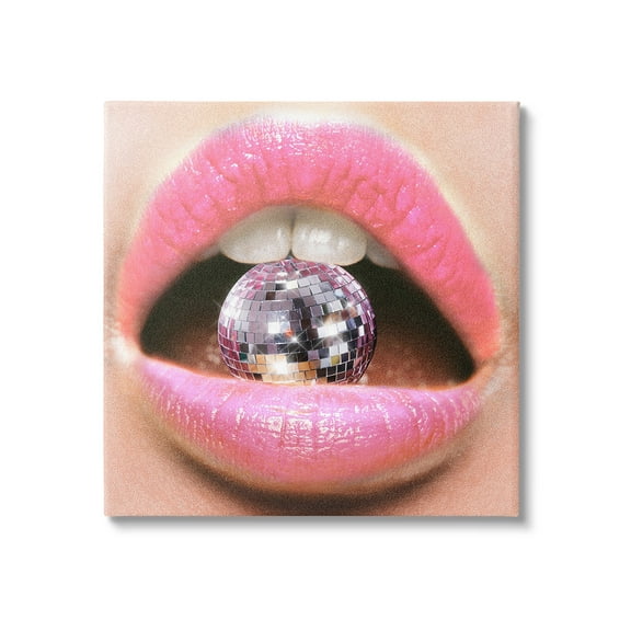 Stupell Industries Biting Disco Ball Novelty Painting Gallery Wrapped Canvas Art Print Wall Art, 17 x 17