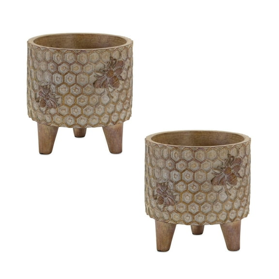 Melrose Set of 2 Honeycomb Pots with Legs 5.25"