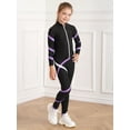 thumbnail image 4 of LiiYii Kids Girls Contrast Color Stripe Athletic Tracksuit Zipper Stand Collar Long Sleeve Sweatshirt Light Purple 12, 4 of 7