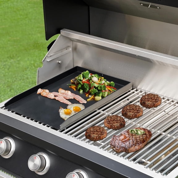 Universal Griddle Plate, 11.8" x 17.3" Cooking Griddle Pan, Nonstick Coating Flat Top Plate for Most Gas Grills
