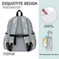 thumbnail image 5 of Football and Flower Slateblue Pattern Cute School Backpack with Padded Back and Adjustable Shoulder Straps 13.4"x11"x4.7", 5 of 5