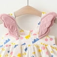 thumbnail image 5 of KDFJPTH Baby Girl Backless Wing Sundress Summer Cute Cartoon Polka Dot Print Sleeveless Princess Party Dresses With Straw Hat Size 3-4 Years, 5 of 6