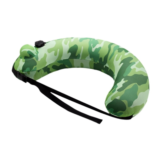 Cinturón de natación inflable almohada de cuello de viaje ajustable para Beach Lake Water Park Verde