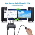 thumbnail image 3 of Conmutador KVM DisplayPort, 4K@60Hz DP USB para 2 Computadoras Compartir Teclado RatóN Impresora y Monitor Ultra HD, 3 of 5