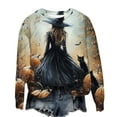 thumbnail image 4 of Neewe Crewneck Halloween Sweatshirt Women Witches Graphic Casual Oversized Pullover Print Hoodies Long Sleeve Blouse Tops, 4 of 6
