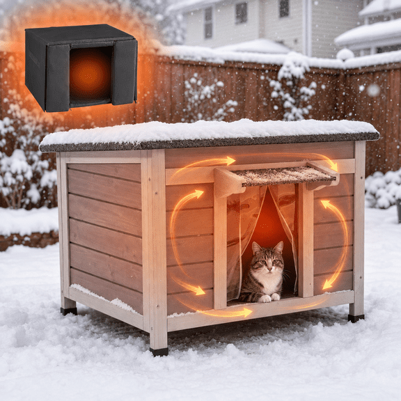 Aivituvin Outdoor Insulated Cat House, Cat Shelter with Insulated Liner, Winter Cat Shelter Outdoor