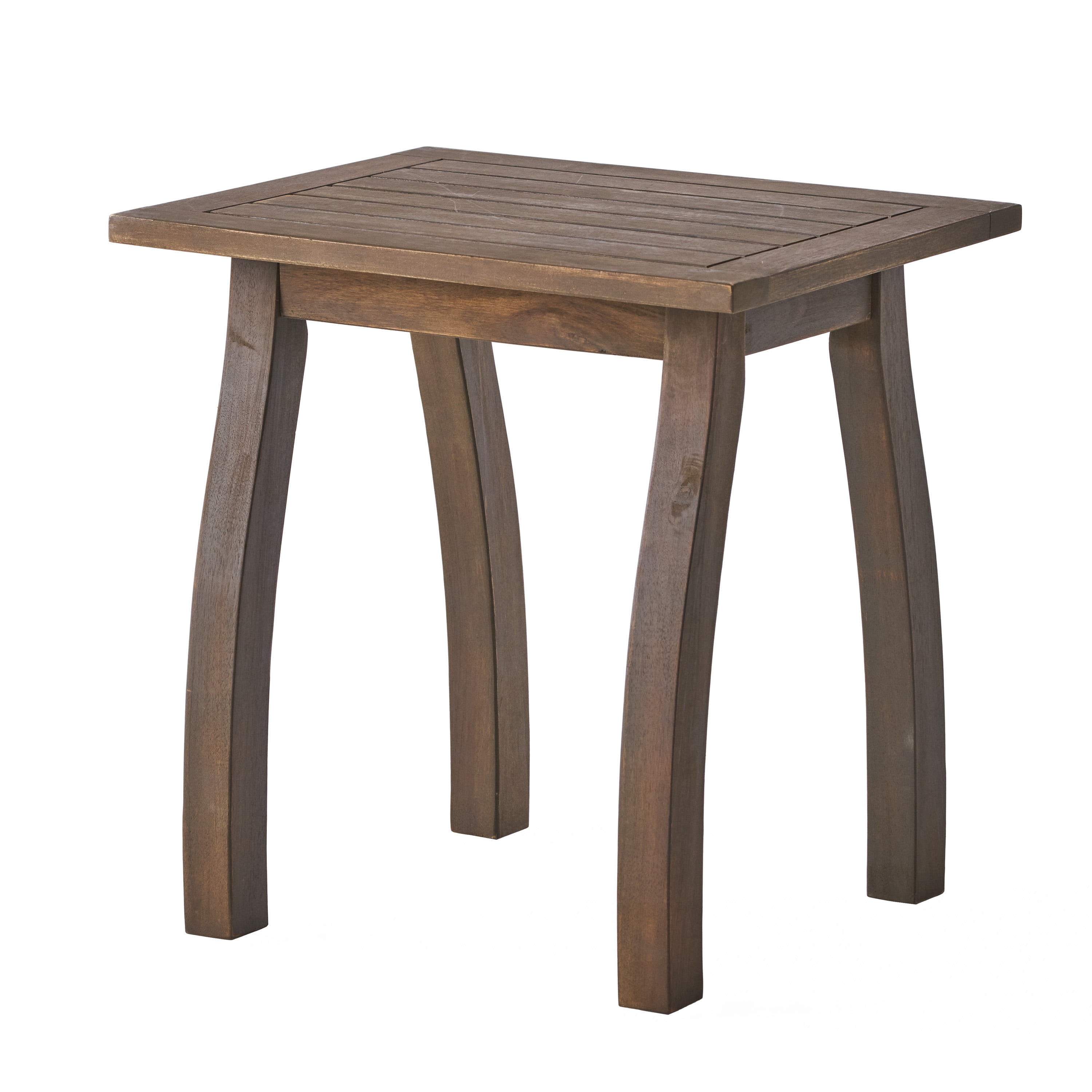 Outdoor Compact Acacia Wood End Table, Simple Accent Decor Table for Patio Garden, Gray