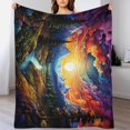 thumbnail image 5 of Throw Blankets Colorful Sunset Jungle Print Fleece Throw Blanket Bed Couch Sofa, 5 of 5