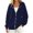 Navy, variant on JIAYUE Women Plain Hooded Sweatshirt Jacket Soft Full Zipper Elastic Ribbed Cuffs And Hem Daily Hoodies Coat For Weekend Workout And Trips