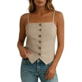 thumbnail image 7 of Women's Back Camisole Button Up Front Flap Slim Fitted Shirt Top, 7 of 7