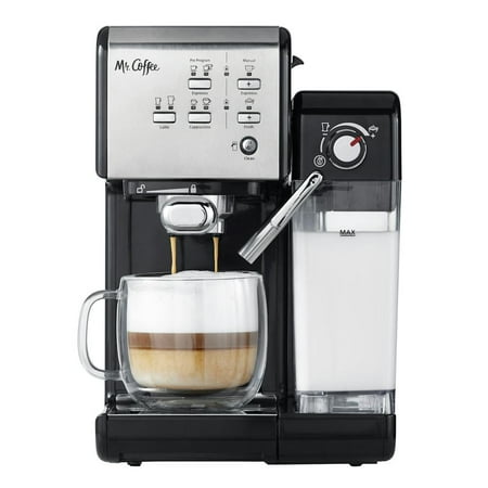 Mr. Coffee - Espresso Machine with 19 bars of pressure and Milk Frother - Stainless Steel