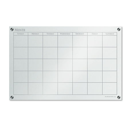 The Board Dudes GlassX Frosted Glass Dry Erase Board with Monthly Planner, 35 x 23, Unframed