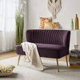 thumbnail image 3 of Tina's Home Modern Velvet Upholstered Loveseat Sofa with Gold Metal Legs for Small Spaces, Living Room Home Bedroom Purple, 3 of 10