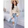 thumbnail image 4 of Women'S Oversized Sweater Autumn Fashion Trendy Batwing Sleeve Colorblock Striped Knit Pullover Milky M, 4 of 6
