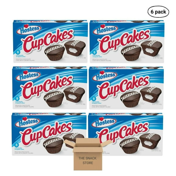 The Snack Store Bundle Hostess Chocolate Cupcakes, 12.7 oz, 6 Boxes of 8 Count, 48 Total Cupcakes!