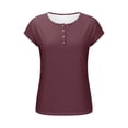 thumbnail image 7 of UAMVSH Women's Short Sleeve Tops Casual Summer Basic Tee Shirts Soft Crewneck Loose Fit Henley T-Shirt Spring Outfits, 7 of 7