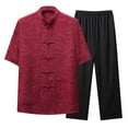 thumbnail image 2 of purcolt Tang Suit Men Chinese Traditional Clothes Kung Fu Shirt Uniform Long Sleeve Button Up Tops and Pants 2 Piece Outfit Sets, 2 of 3
