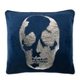 thumbnail image 2 of SAFAVIEH Rayen Skull 20" x 20" Graphic Print Plush Pillow, Dark Blue/Silver, 2 of 3